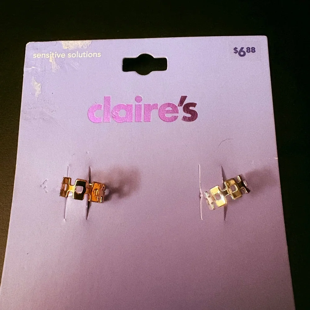 NWT Claire's Geometric Ear Cuffs Sensitive Solutions‎ Silver Bronze Tone